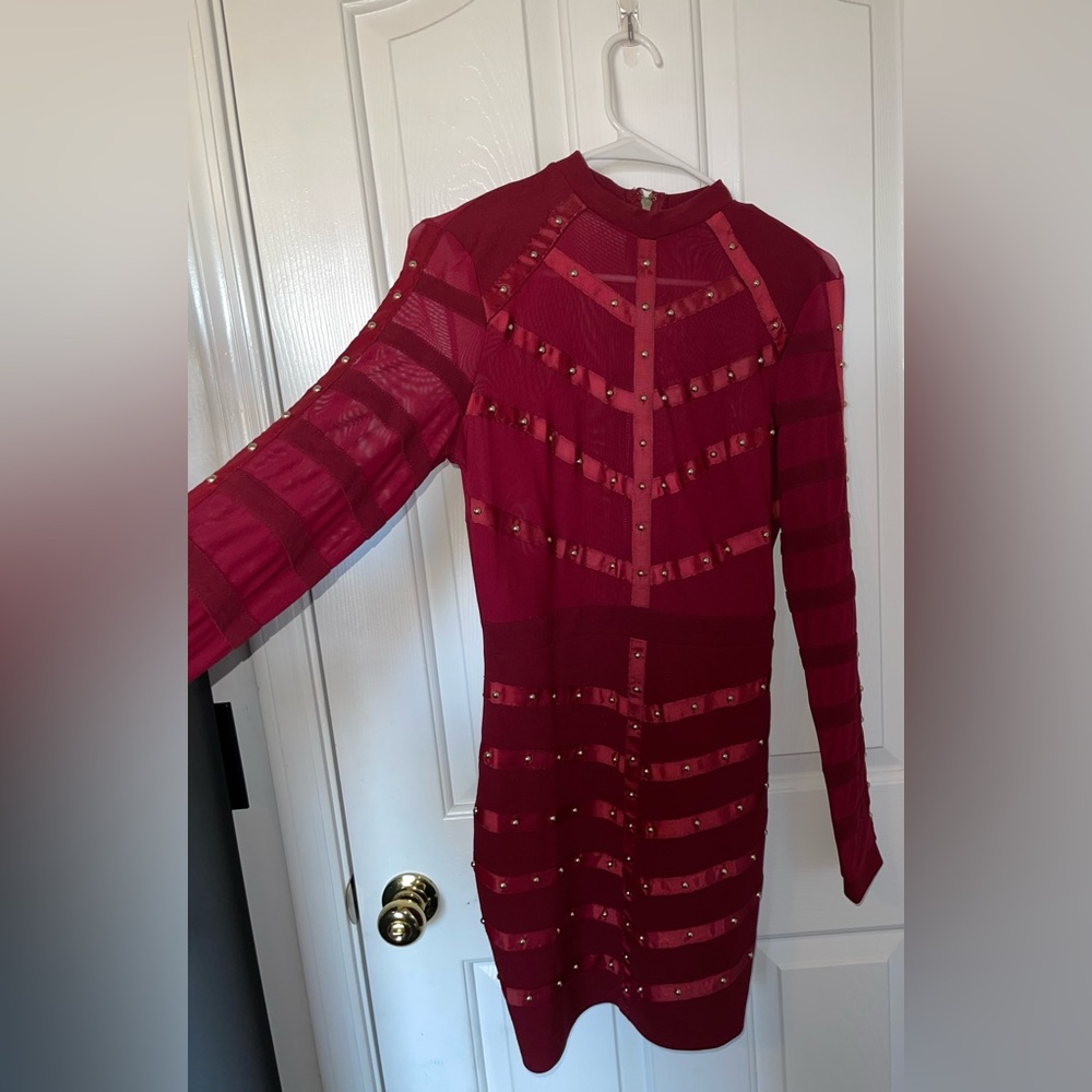 Studded Red Bodycon Dress